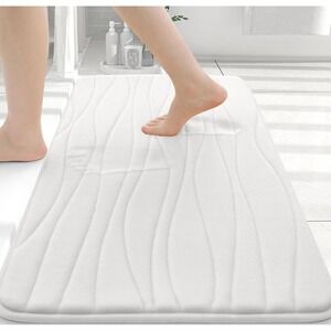 Set of 2.  New Buganda Extra-Long Memory Foam Bath Runner – 59"x17" – Soft Ivory